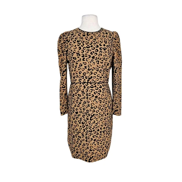 NWT Donna Karan Leopard Print Long-Sleeved Sheath Dress - Picture 5 of 12